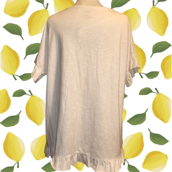 EVRI Women's Ruffle Lemon T-Shirt - Size 0X - White - Picture 2 of 4